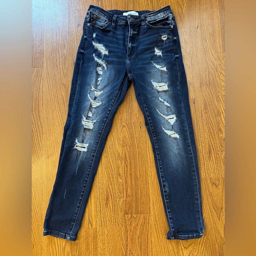 KanCan Dark Blue Distressed Skinny Jeans Size 9/28